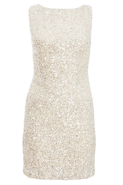 Sleeveless Bow Back Cut Out Sequin Mini Dress