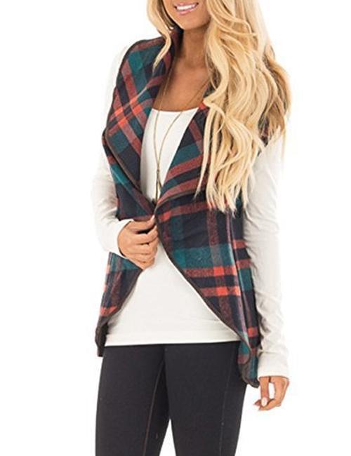 Margovil Lush Sleeveless Plaid Jacket Vest with Pockets