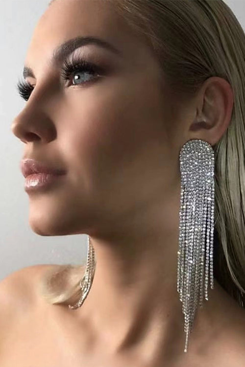 Margovil Sparkly Luxury Rhinestone Dangle Tassel Earrings