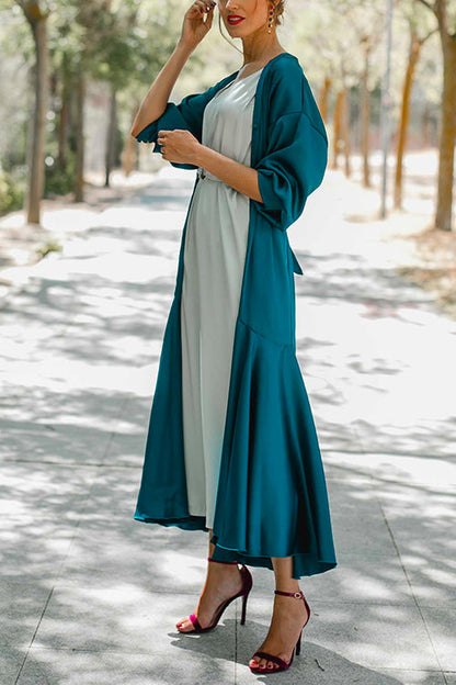 V Neck Button Down Ruffle Swing Kimono Dress or Cardigan