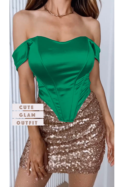 Margovil Off Shoulder Satin Corset Tube Top