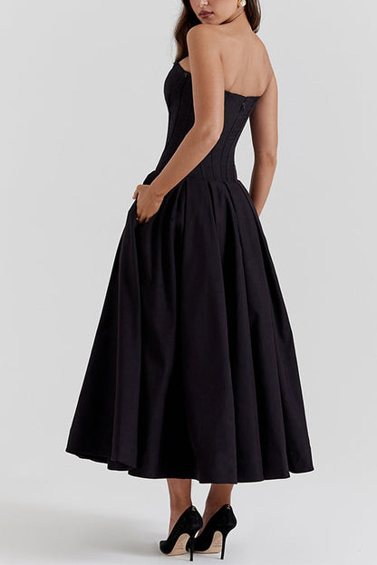 Margovil V Neck Strapless Corset Swing Maxi Dress