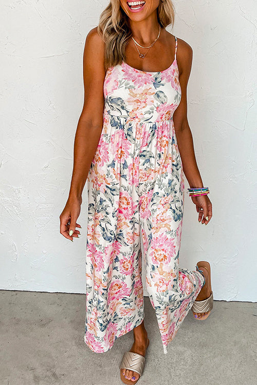 Margovil High Waist Wide Leg Floral Printed Cami Jumpsuit