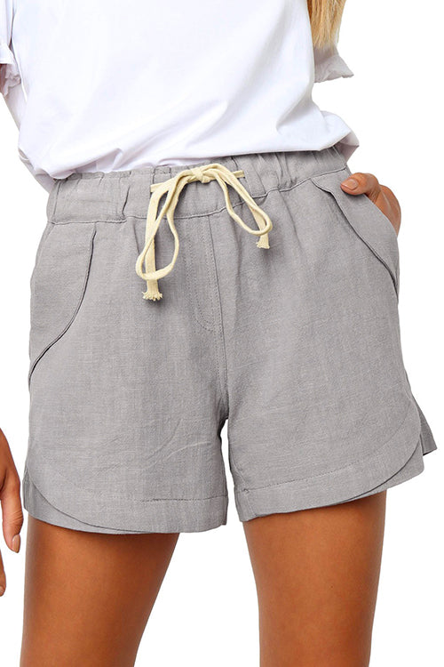 Margovil Drawstring High Waist Solid Casual Shorts