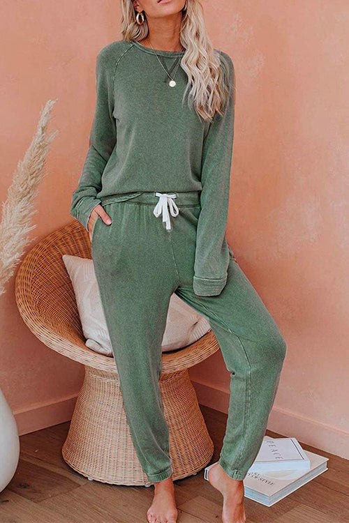 Margovil Long Sleeves T-shirt Drawstring Waist Joggers Loungewear Set