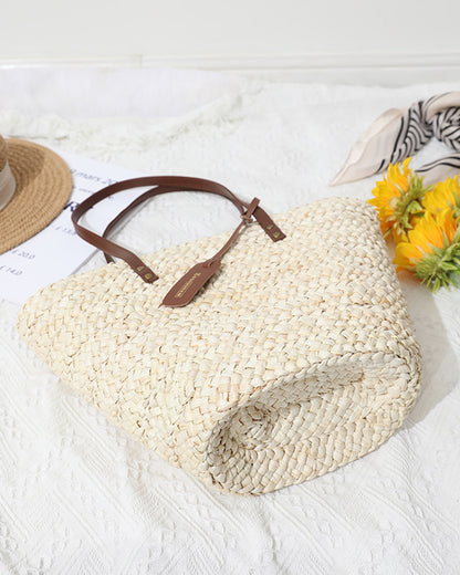 shoulder corn skin straw bag