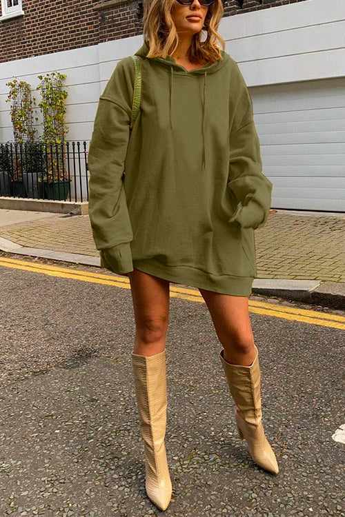 Cozy Thumb Hole Long Sleeves Mini Sweatshirt Dress