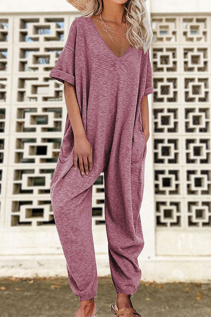 Margovil V Neck Half Sleeves Loose Fit Jumpsuit