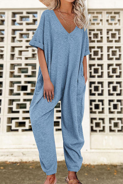 Margovil V Neck Half Sleeves Loose Fit Jumpsuit