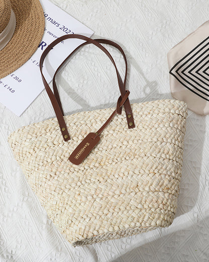 shoulder corn skin straw bag