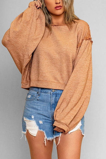 Margovil Lantern Long Sleeves Oversized Solid Sweatshirt