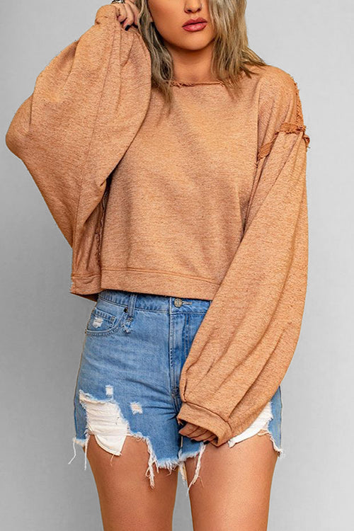 Margovil Lantern Long Sleeves Oversized Solid Sweatshirt