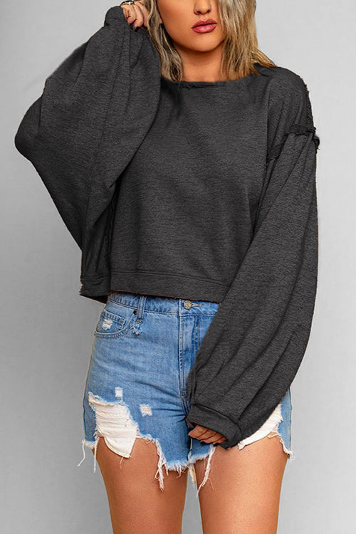 Margovil Lantern Long Sleeves Oversized Solid Sweatshirt