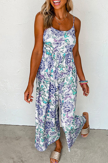 Margovil High Waist Wide Leg Floral Printed Cami Jumpsuit