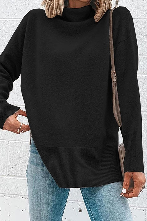 Margovil Turtleneck Drop Shoulder Long Sleeve Sweater Top