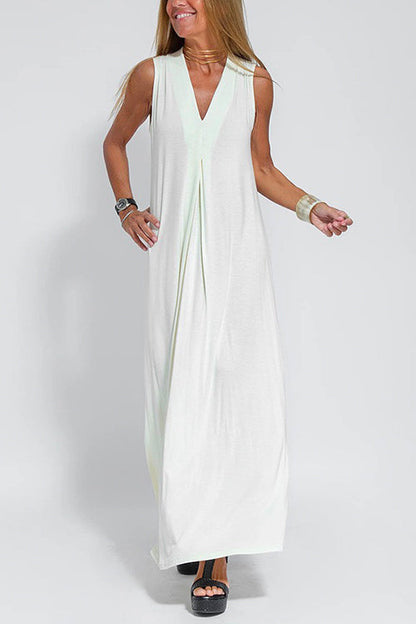 Margovil Sleeveless V Neck Side Split Maxi Dress