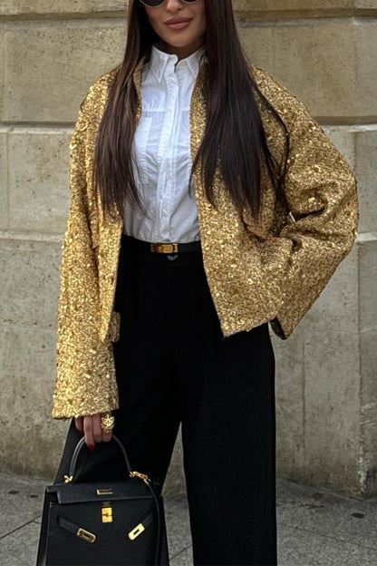 Veste zippée à poches et col montant à sequins Margovil