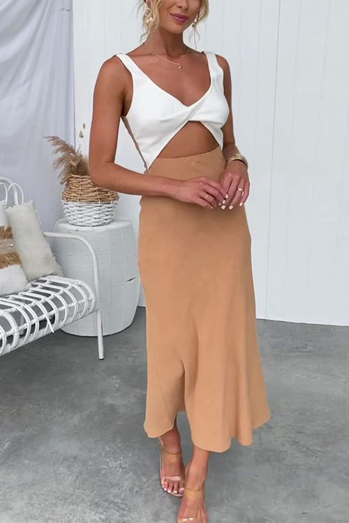 Twist Front Cut Out Maxi Cami Dress