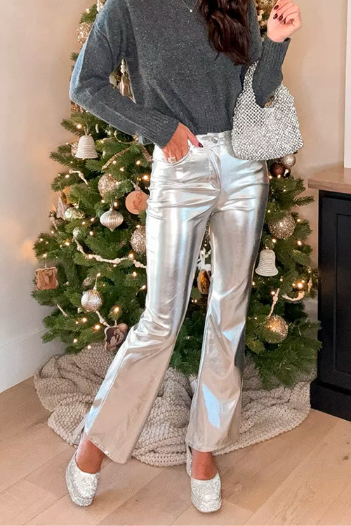 Chicest Bell Bottoms Faux Leather Pants