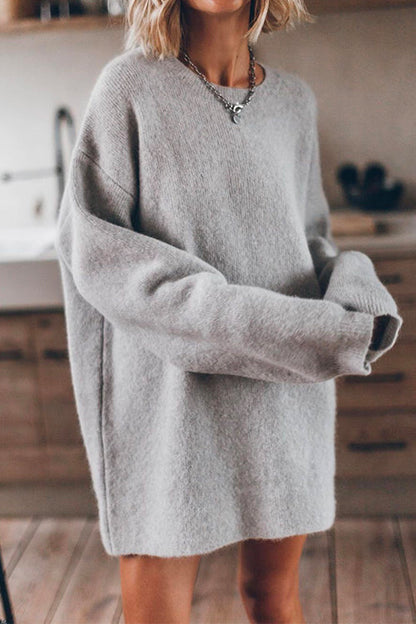 Crewneck Drop Shoulder Oversized Knitting Sweater