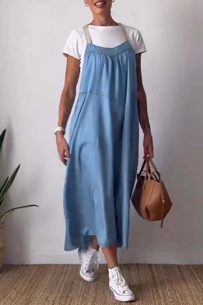 Margovil Color Block Casual Cotton Linen Maxi Beach Dress