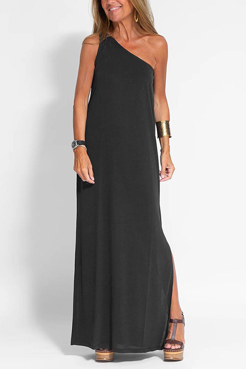 Margovil Sleeveless One Shoulder Side Split Maxi Dress