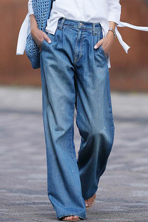 Margovil Vintage Wide Leg Distressed Denim Pants