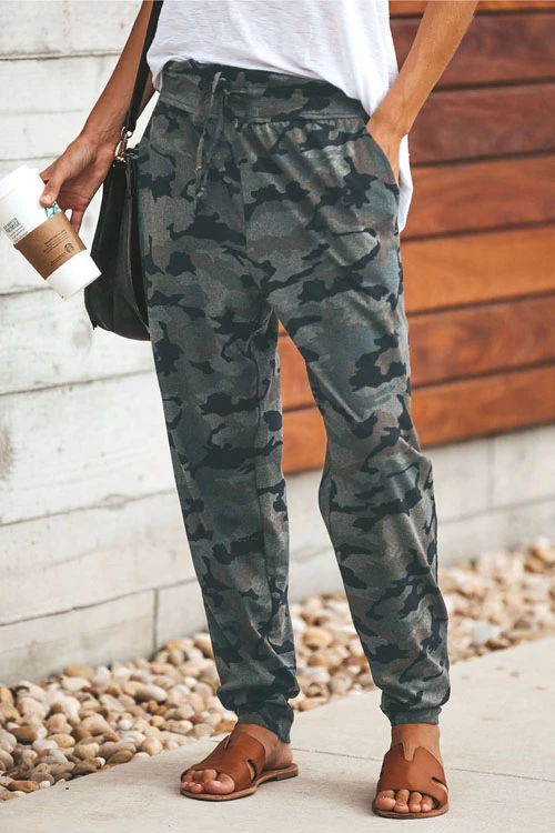 Margovil Casual Pockets Drawstring Camo Joggers