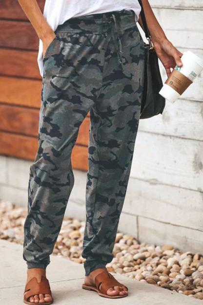 Margovil Casual Pockets Drawstring Camo Joggers