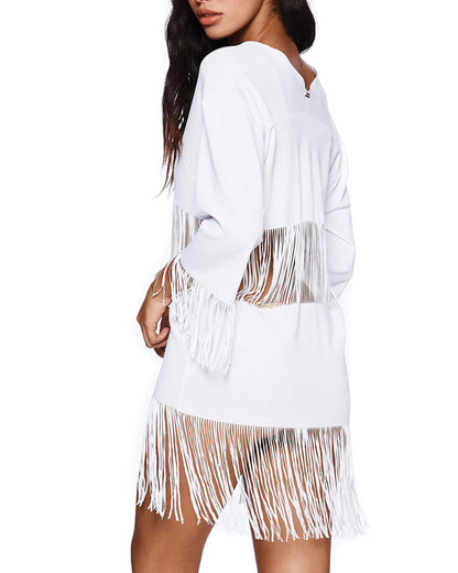 White Fringed Blouse