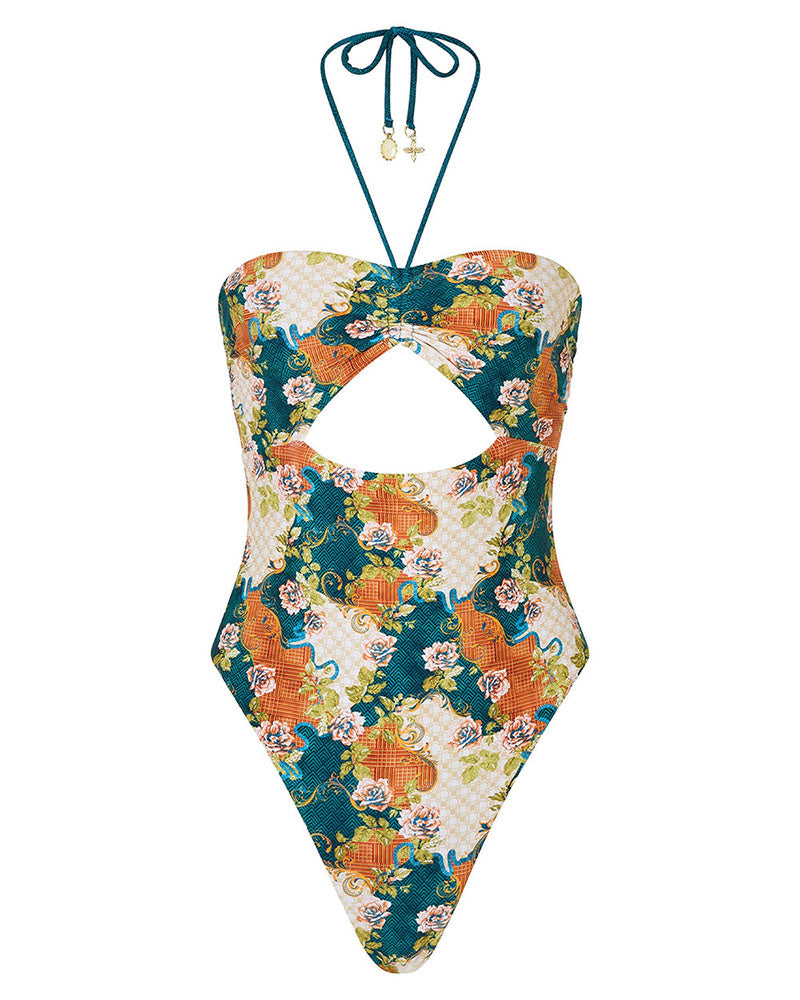 Women's printed tube top swimsuit