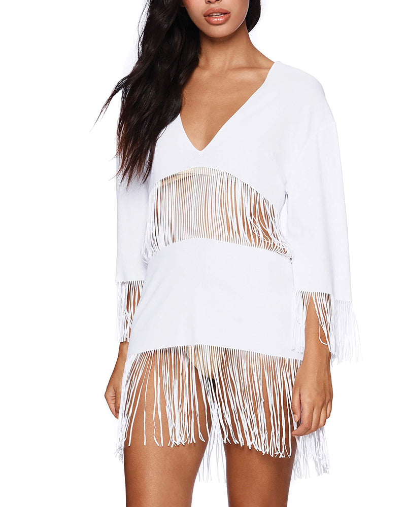 White Fringed Blouse